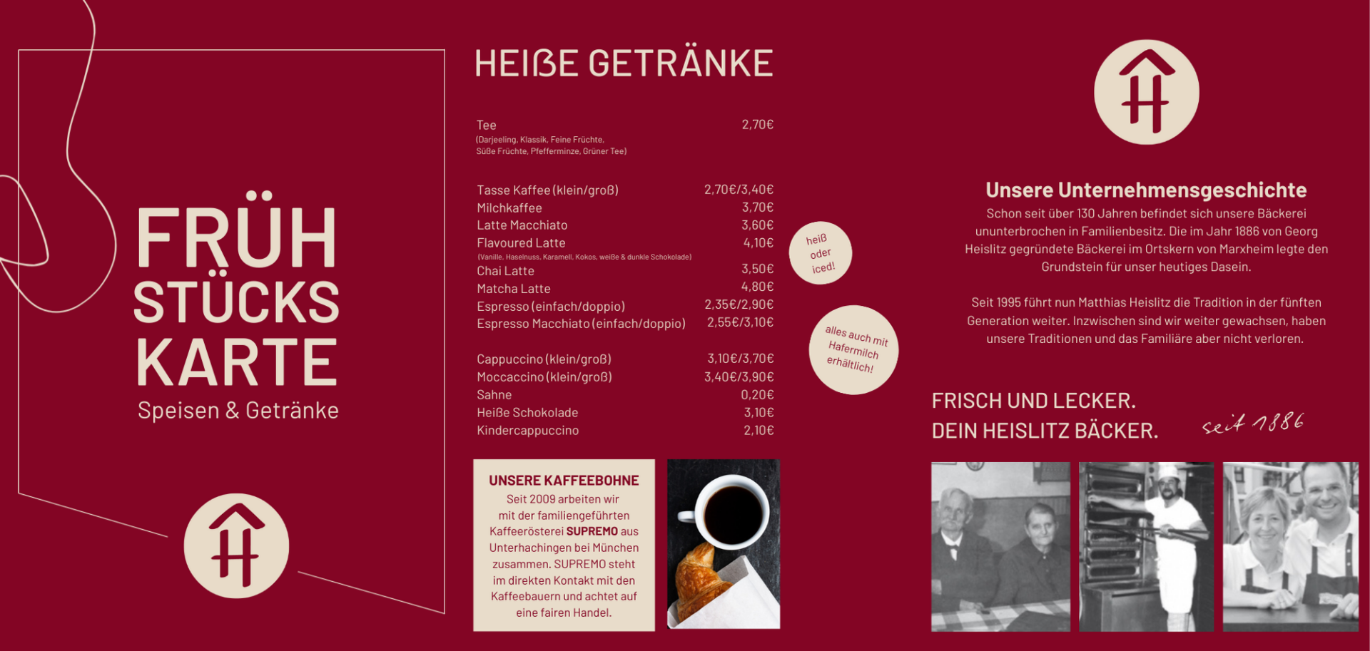 Die große Speisekarte im Backhaus Heislitz.